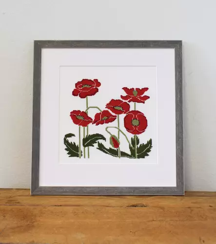 Ristipistotyö Unikko 24 x 24 cm - Ristipistopaketit - 11210 - 2