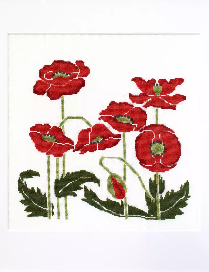 Ristipistotyö Unikko 24 x 24 cm - Ristipistopaketit - 11210 - 1