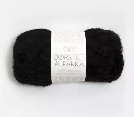 Borstet Alpakka - 1099 musta - Borstet Alpakka alpakkalangat - 7039560782371 - 1