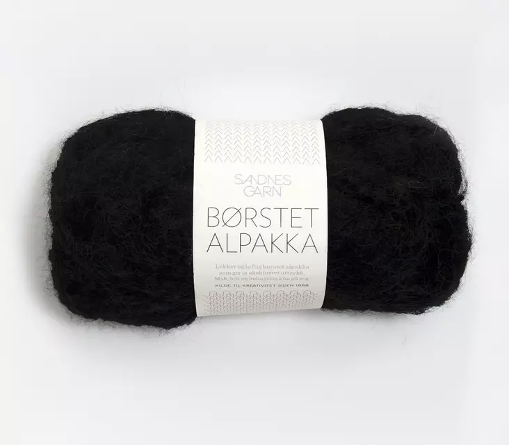 Borstet Alpakka - 1099 musta - Borstet Alpakka alpakkalangat - 7039560782371 - 1