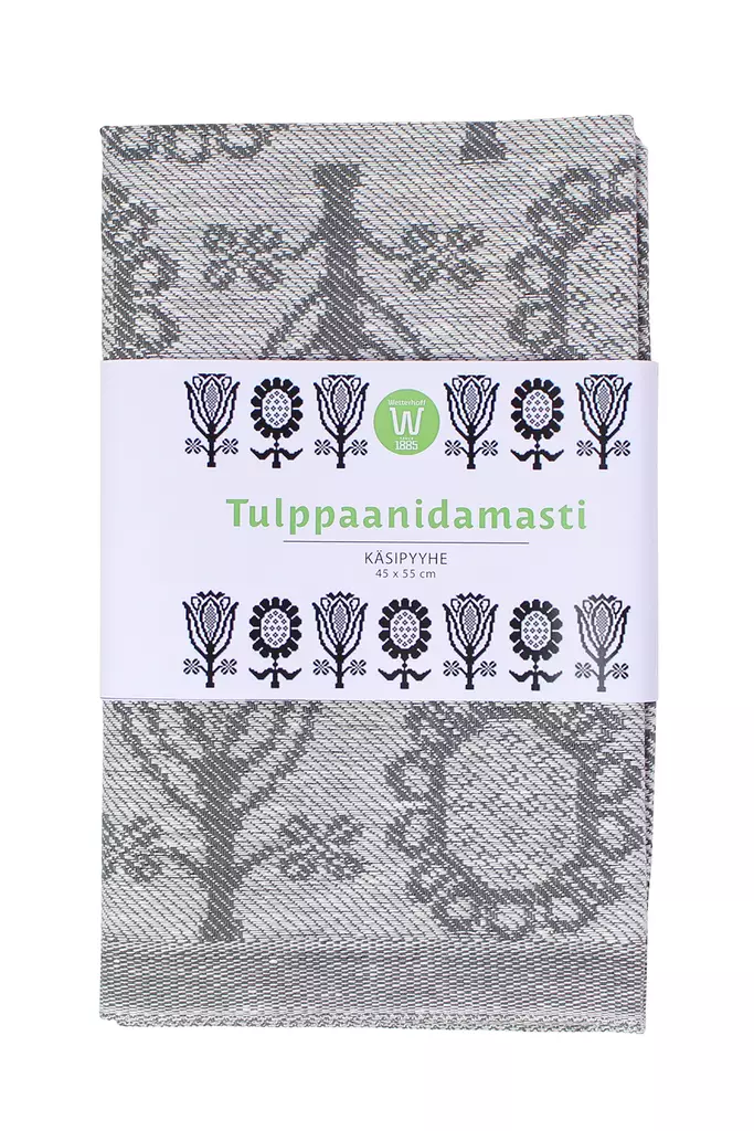 Tulppaanidamasti-pyyhe 45x55 cm harmaa - Keittiöpyyhkeet - 14402 - 1