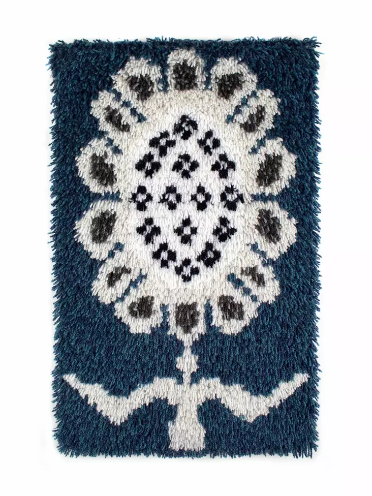 Tulppaanidamasti - ryijy 35 x 55 cm, sininen Auringonkukka - Ryijypaketit - 333300102 - 1