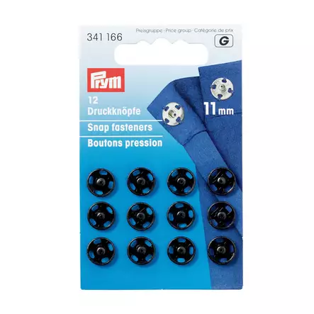 Neppari 11mm 12kpl musta - Napit ja nepparit - 4002273411664 - 1