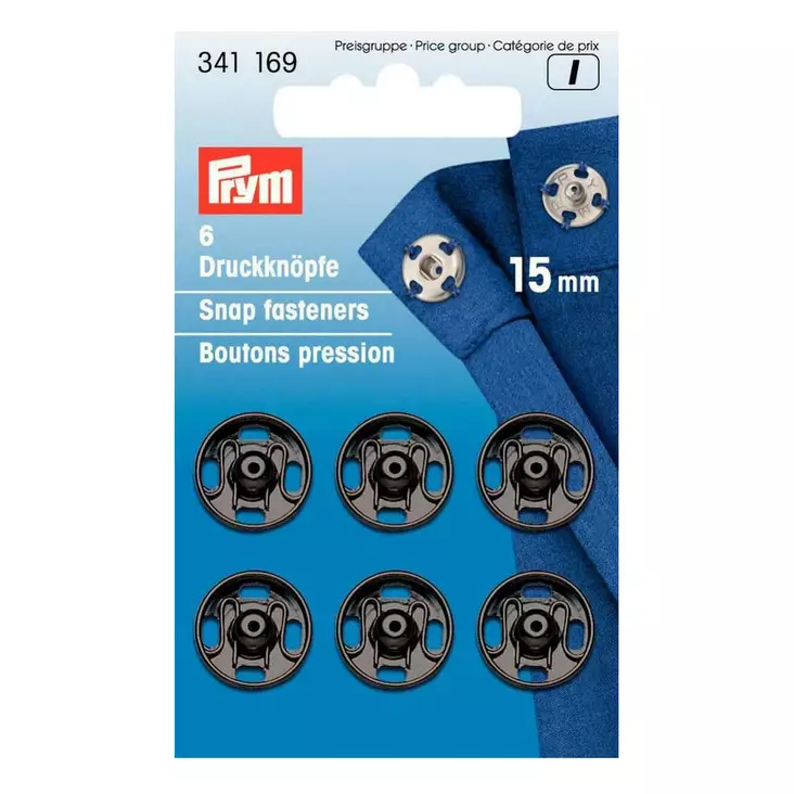 Neppari 15mm 6kpl musta - Napit ja nepparit - 4002273411695 - 1