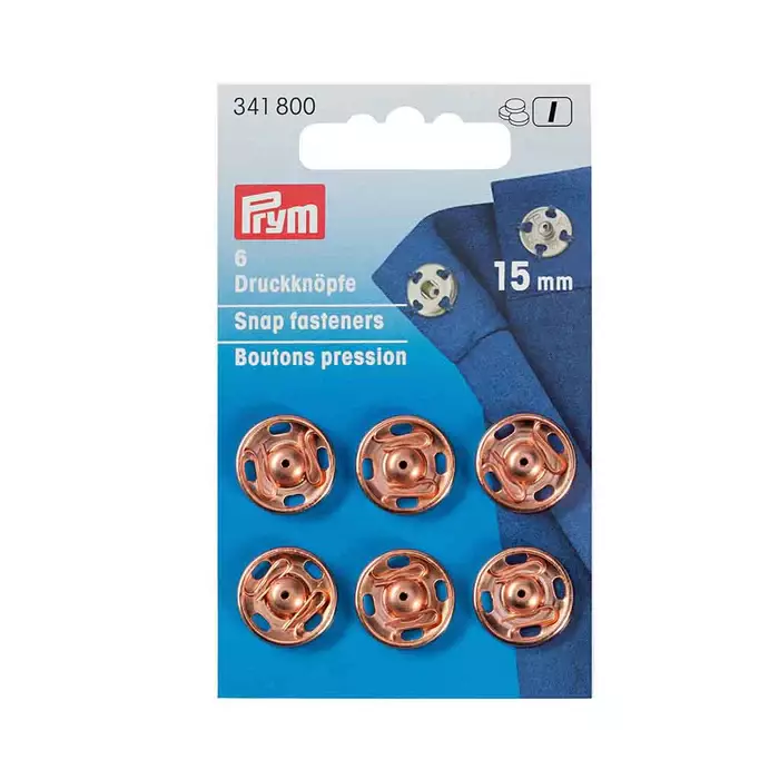 Neppari 15mm 6kpl ruusukulta - Napit ja nepparit - 4002273418007 - 1
